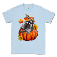 Dusty Blue Fall Pumpkin Raccoon Classic Tee - LillyAllenDesigns