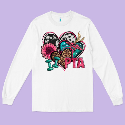 Pta Physical Therapy Assistant Hearts Long Sleeve Tee Designed By Jasminsmagicworld