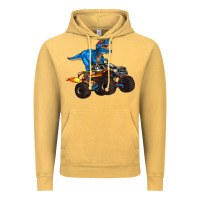 Vintage Mustard monster truck and  t rex dinosaur Vintage Hoodie - Artiststas