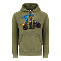 Vintage Olive monster truck and  t rex dinosaur Vintage Hoodie - Artiststas