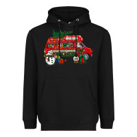 Black christmas santa claus with retro van Heavyweight Hoodie - BundleAndBundleShop
