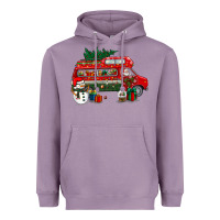 Lavender christmas santa claus with retro van Heavyweight Hoodie - BundleAndBundleShop