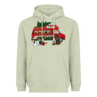 Matcha christmas santa claus with retro van Heavyweight Hoodie - BundleAndBundleShop