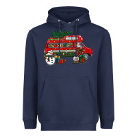 Navy christmas santa claus with retro van Heavyweight Hoodie - BundleAndBundleShop