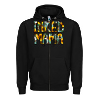 Black Inked Mama Flowers Zipper Hoodie - CowCowDesign