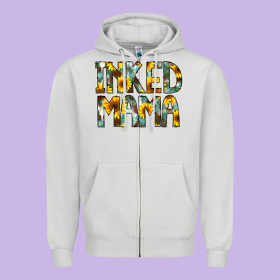 Inked Mama Flowers Zipper Hoodie Designed By Cowcowdesign
