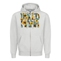 Dove Grey Inked Mama Flowers Zipper Hoodie - CowCowDesign