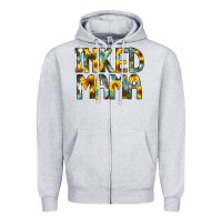 Heather Grey Inked Mama Flowers Zipper Hoodie - CowCowDesign