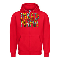 Red Inked Mama Flowers Zipper Hoodie - CowCowDesign