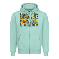 Seafoam Inked Mama Flowers Zipper Hoodie - CowCowDesign