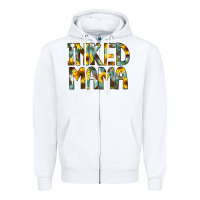 White Inked Mama Flowers Zipper Hoodie - CowCowDesign