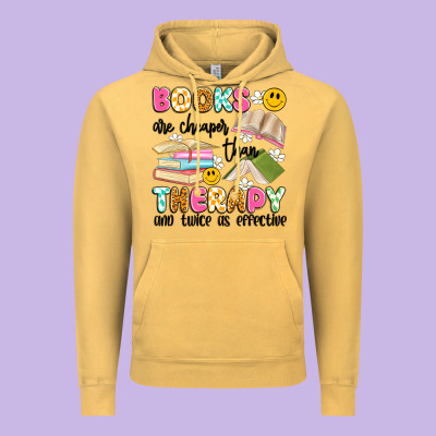 Books Are Cheaper Than Therapy And Twice As Effective Vintage Hoodie Designed By Artiststas
