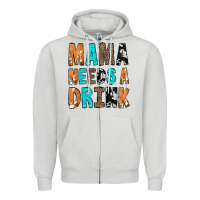 Dove Grey Mama Needs a Drink Zipper Hoodie - CowCowDesign