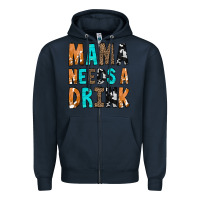 Navy Mama Needs a Drink Zipper Hoodie - CowCowDesign