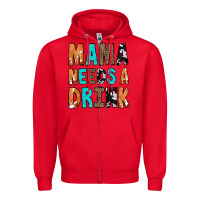 Red Mama Needs a Drink Zipper Hoodie - CowCowDesign