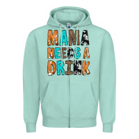 Seafoam Mama Needs a Drink Zipper Hoodie - CowCowDesign