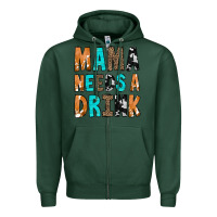 Sports Green Mama Needs a Drink Zipper Hoodie - CowCowDesign