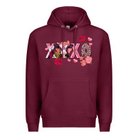 Burgundy Xoxo baby Cow Valentine's Day Premium Hoodie - FaDigitalArtStudio