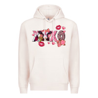 Pale Pink Xoxo baby Cow Valentine's Day Premium Hoodie - FaDigitalArtStudio
