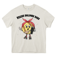 Cream boujee ballpark babe Heavy Core Tee - MaliasSmallBusiness