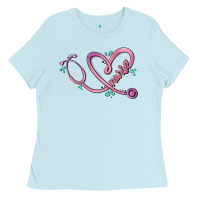 Baby Blue nurse heart Ladies Tee - MaliasSmallBusiness