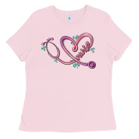 Bubblegum Pink nurse heart Ladies Tee - MaliasSmallBusiness