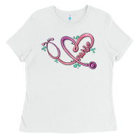 White nurse heart Ladies Tee - MaliasSmallBusiness