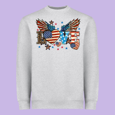 Love America Wings 4th Of July Heavyweight Sweatshirt Designed By Howdyjamesfarm
