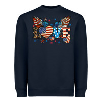 Navy Love America wings 4th of july Heavyweight Sweatshirt - HowdyJamesFarm