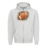 Dove Grey American Football Leopard Zipper Hoodie - CowCowDesign