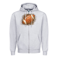 Heather Grey American Football Leopard Zipper Hoodie - CowCowDesign