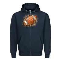 Navy American Football Leopard Zipper Hoodie - CowCowDesign