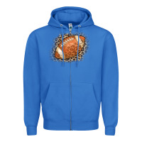 True Royal American Football Leopard Zipper Hoodie - CowCowDesign