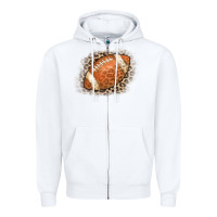 White American Football Leopard Zipper Hoodie - CowCowDesign