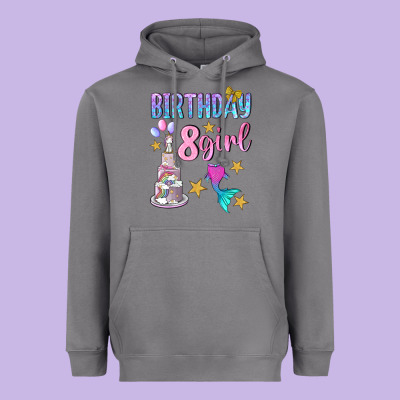 Birthday Girl 8 Heavyweight Hoodie Designed By Bundleandbundleshop