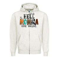 Oatmeal Heather The Only Hell my Momma Ever Raised Zipper Hoodie - CowCowDesign