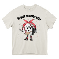 Cream boujee ballpark babe Heavy Core Tee - MaliasSmallBusiness