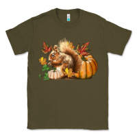 Army Green Fall Squirrel Classic Tee - LillyAllenDesigns