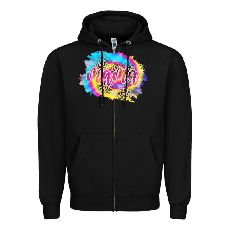 Mama Tie Dye Leopard Zipper Hoodie by CowCowDesign | Teevron