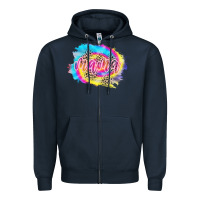 Navy Mama Tie dye Leopard Zipper Hoodie - CowCowDesign