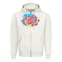 Oatmeal Heather Mama Tie dye Leopard Zipper Hoodie - CowCowDesign