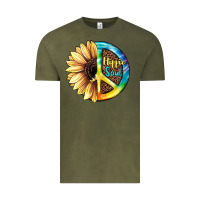 Vintage Olive Hippie Soul with Sunflower and Leopard Background Vintage Tee - JahusDesignShop