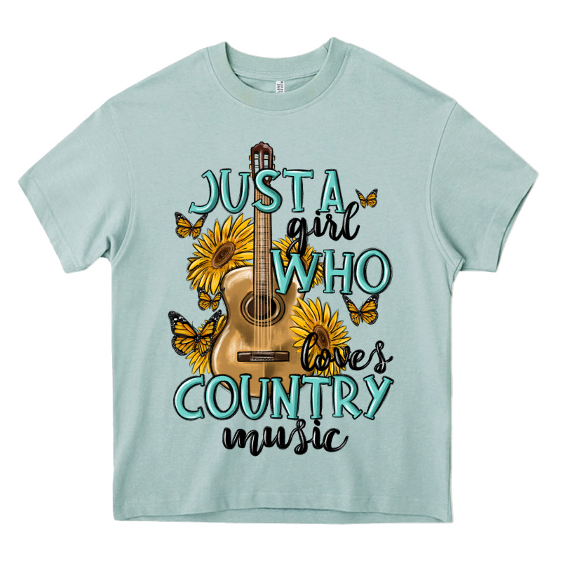 Just A Girl Who Loves Country Music Heavy Core Tee by MaliasSmallBusiness | Teevron