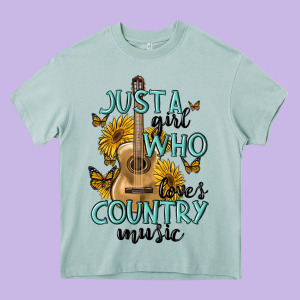 Just A Girl Who Loves Country Music Heavy Core Tee Designed By Maliassmallbusiness