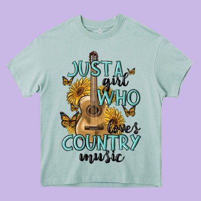 Just A Girl Who Loves Country Music Heavy Core Tee Designed By Maliassmallbusiness