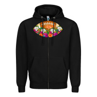 Black American Football Floral Zipper Hoodie - CowCowDesign