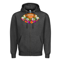 Charcoal Heather American Football Floral Zipper Hoodie - CowCowDesign