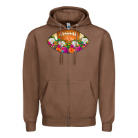 Chestnut American Football Floral Zipper Hoodie - CowCowDesign