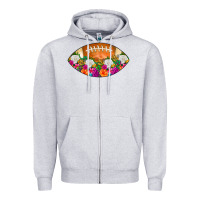 Heather Grey American Football Floral Zipper Hoodie - CowCowDesign