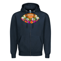Navy American Football Floral Zipper Hoodie - CowCowDesign